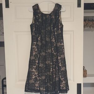 Dress Barn Black and Cream Lace Midi Dress